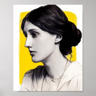 Affiche Illustration Virginia Woolf de l'écrivain anglais