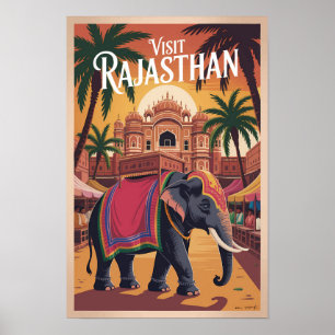 Affiche Illustration Voyage Art Vintage Inde Rajasthan