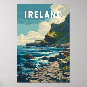 Affiche Illustration Voyage Irlande Art Vintage