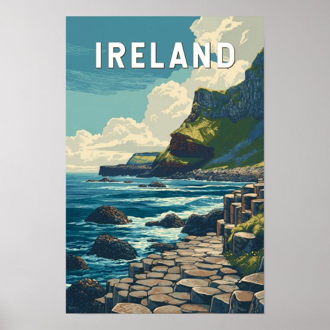 Affiche Illustration Voyage Irlande Art Vintage (Devant)