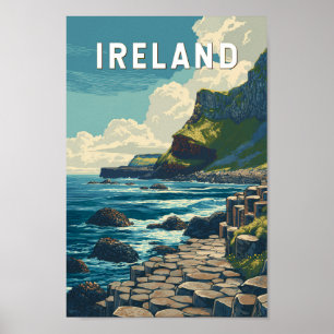 Affiche Illustration Voyage Irlande Art Vintage