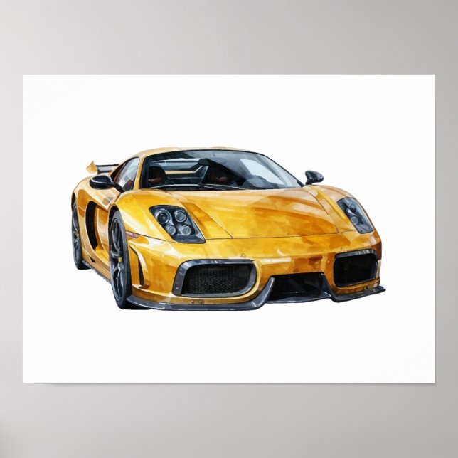 Affiche Illustration WaterColor Yellow Car (Devant)