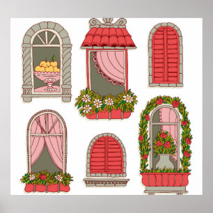 Affiche Illustrations avec Windows Vintage : Artistique.