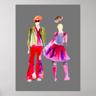 Affiche Illustrations de mode figures art aquarelle