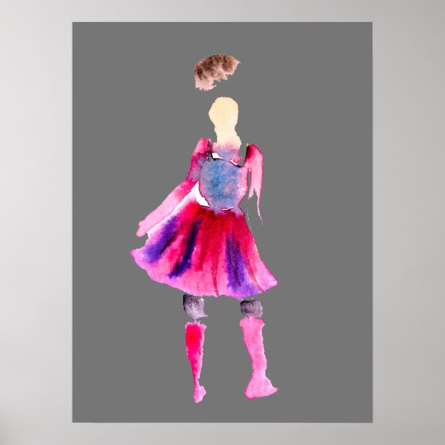 Affiche Illustrations de mode figures art aquarelle (Devant)