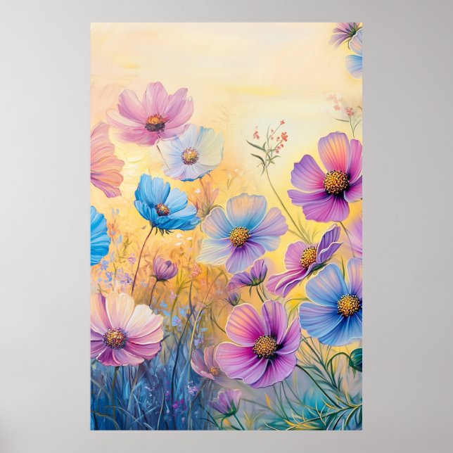 Affiche Illustrations personnalisées de fleurs roses viole (Devant)