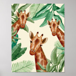 Affiche Illustrations Vintage de Girafe