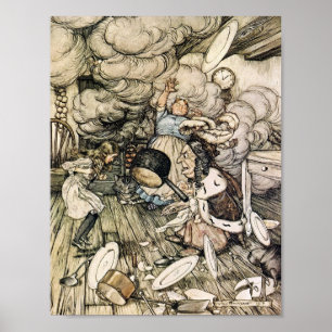 Affiche illustrative vintage Alice au pays des mer