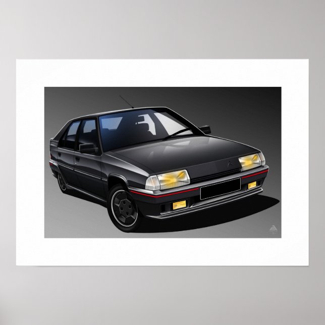 Affiche illustrée Citroen BX 16V (Devant)