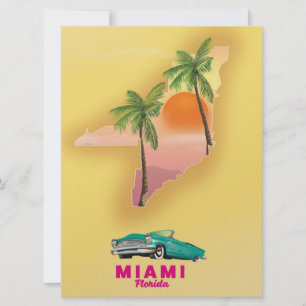 Affiche illustrée de la carte de Miami Florida