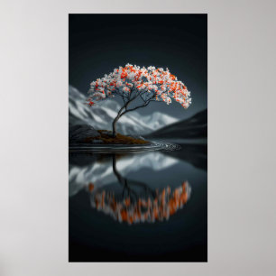 Affiche Îlot en fleurs : Paysage serein à haut contraste