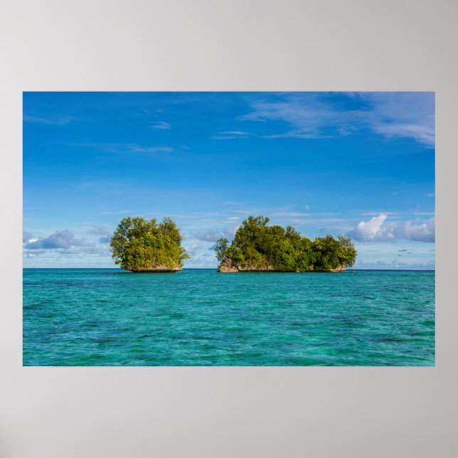 Affiche Îlot rocheux sur le paysage marin océanique (Devant)