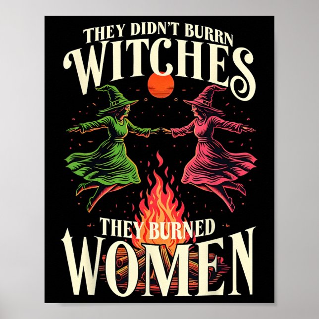 Affiche Ils n'ont pas brûlé de sorcières rose et vert fémi (Devant)
