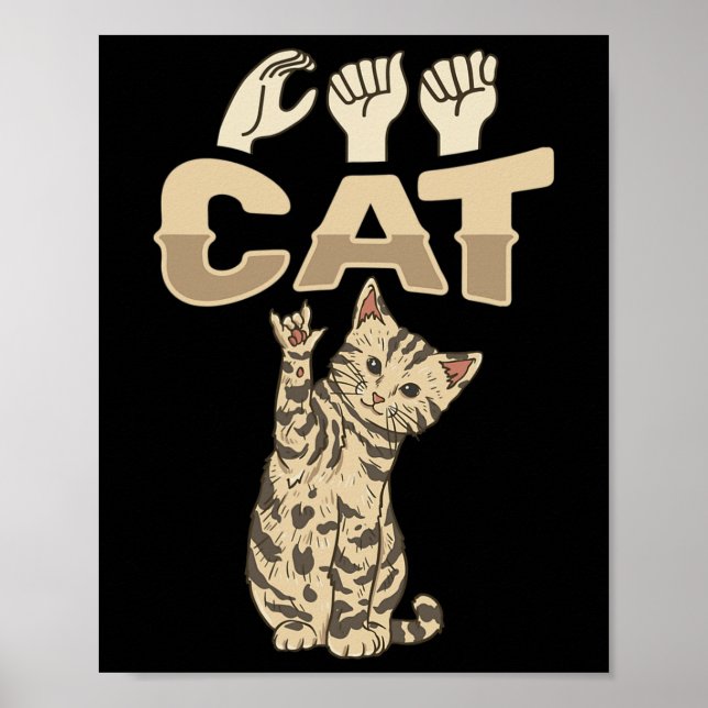 Affiche Ily Cat Asl geste de la main surdité Perte auditiv (Devant)