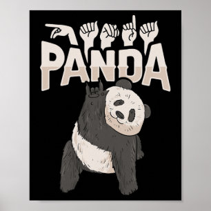 Affiche ILY Panda ASL Geste MAIN Sourde Perte d'audition C