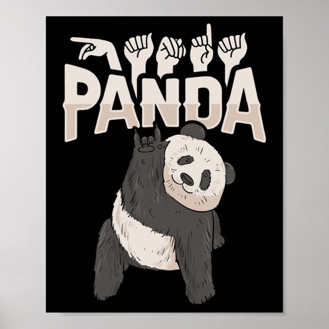 Affiche ILY Panda ASL Geste MAIN Sourde Perte d'audition C (Devant)