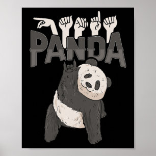 Affiche ILY Panda ASL Geste MAIN Sourde Perte d'audition C