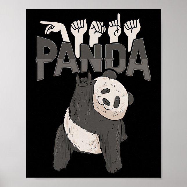 Affiche ILY Panda ASL Geste MAIN Sourde Perte d'audition C (Devant)
