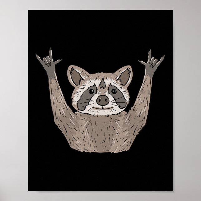 Affiche ILY Raccoon ASL Gesture mains sourdes Perte auditi (Devant)