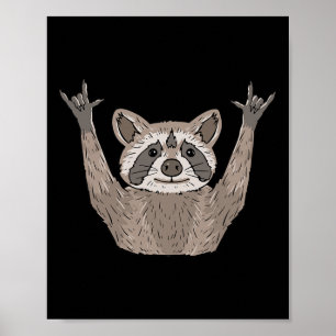 Affiche ILY Raccoon ASL Gesture mains sourdes Perte auditi