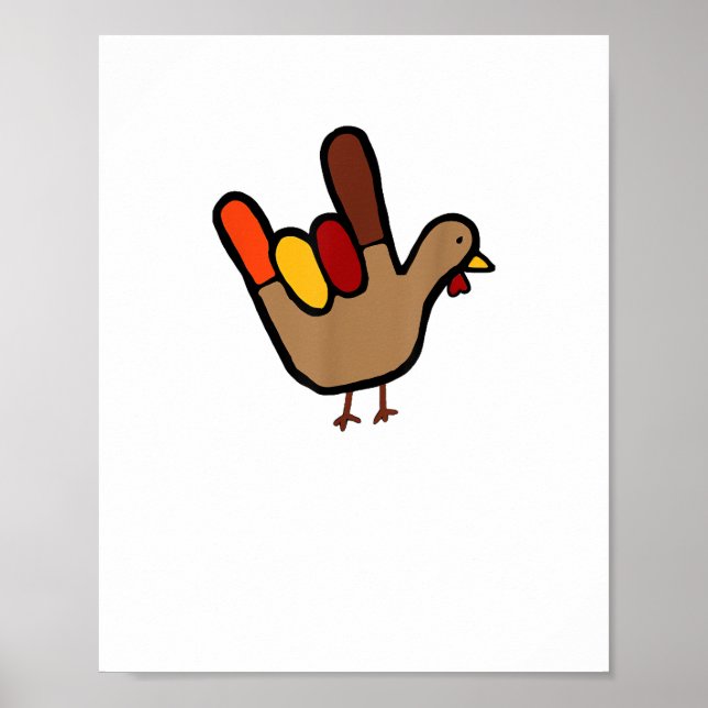 Affiche ILY Sign Language Main Turkey Thanksgiving Holiday (Devant)