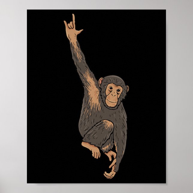 Affiche ILY Singe ASL Geste MAIN Sourde Perte d'audition a (Devant)