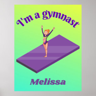 Affiche I'm A Gymnast - Girl with/ Leotard on Purple Gym M