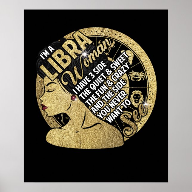 Affiche I'm A Libra Woman I Have 3 Side The Quiet & Sweet (Devant)