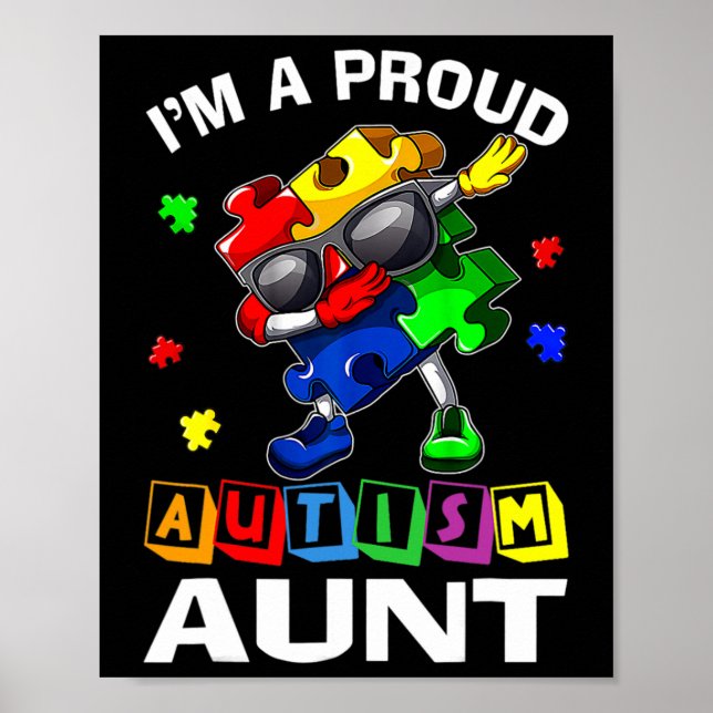 Affiche I'm A Proud Autism Aunt Autism Aware Dabbing P (Devant)