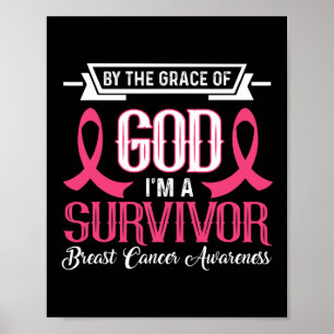 Affiche I'm A Survivor Breast Cancer Awareness Pink Ribbon