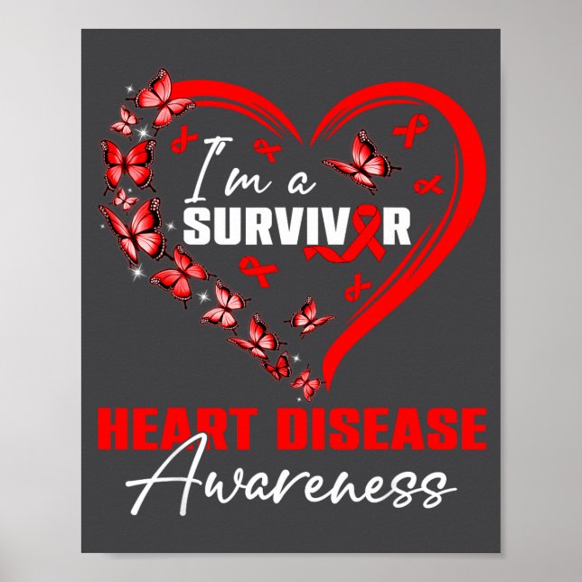 Affiche I'm A Survivor Heart Disease Awareness Red Butterf (Devant)