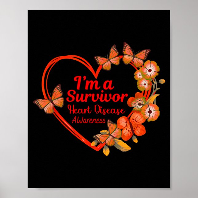 Affiche I'm A Survivor Heart Disease Awareness Red Butterf (Devant)