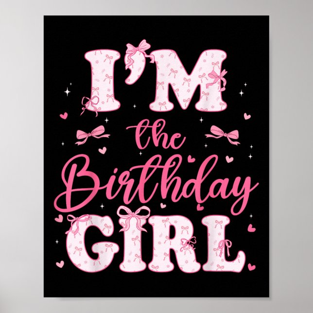 Affiche Im Anniversaire Fille Coquette Bow Famille Anniver (Devant)