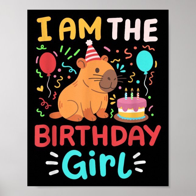 Affiche Im Anniversaire fille mignonne Capybara Anniversai (Devant)