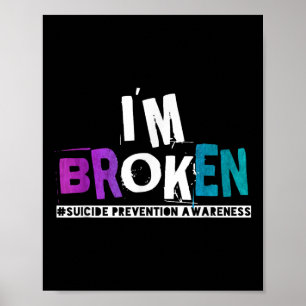 Affiche Im Brossé Turquoise & Purple Ribbon Suicide Em