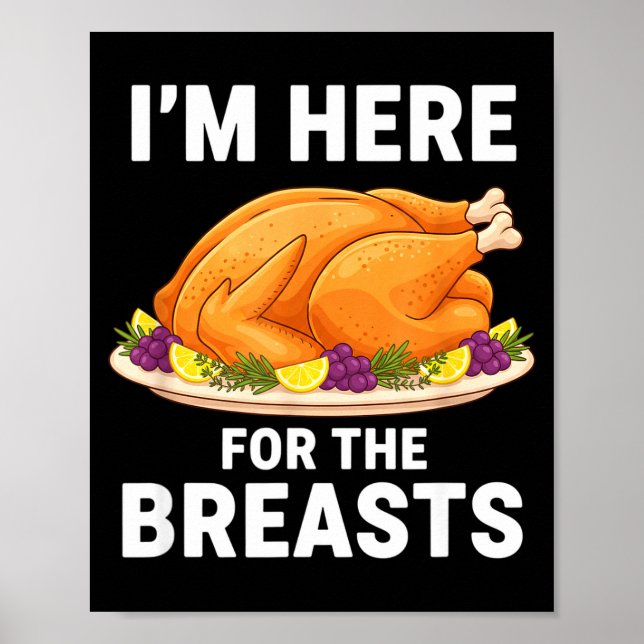 Affiche I'm Here For The Breasts, Funny Thanksgiving Turke (Devant)