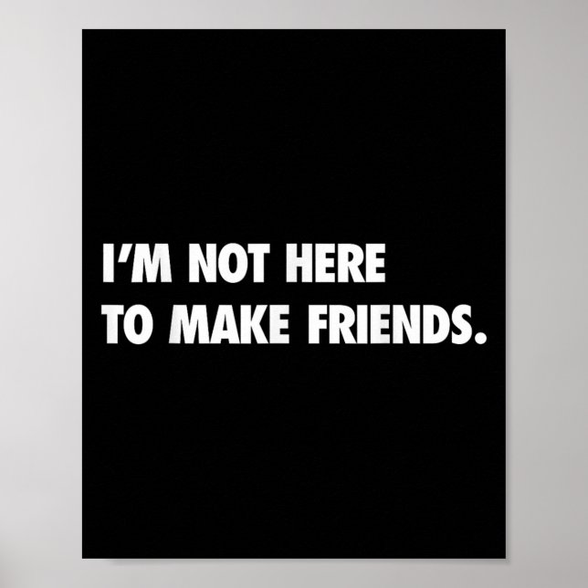 Affiche I'm Not Here To Make Friends Humor Sarcastic Gift  (Devant)