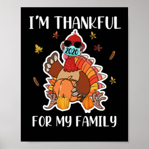 Affiche I'm Thankful For My Family Thanksgiving Turkey