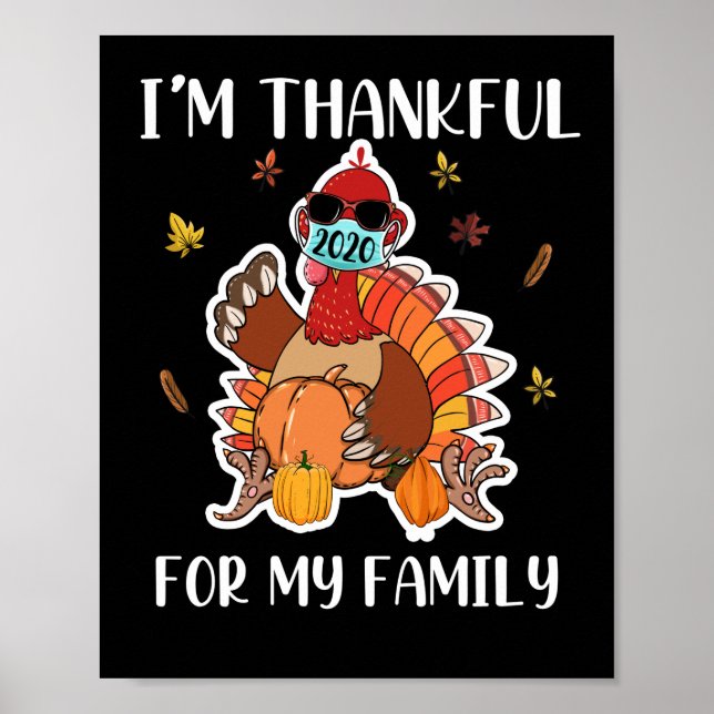 Affiche I'm Thankful For My Family Thanksgiving Turkey (Devant)