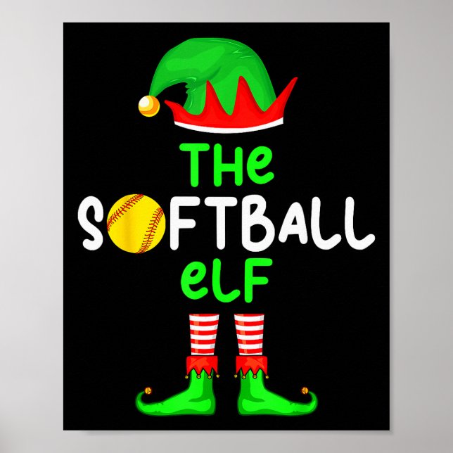 Affiche I'm The Softball Elf Christmas Family Matching Paj (Devant)