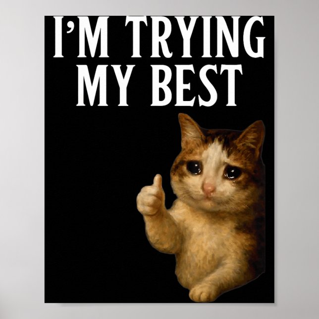 Affiche I'm Trying My Funny Crying Cat Meme Men Women Kids (Devant)