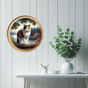 Affiche Image 3D circulaire d'un beau chat Calico