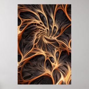 Affiche Image Abstraite - 3D Fractal, art numérique, braun