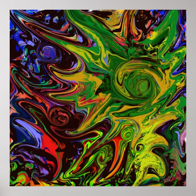 Affiche Image abstraite intitulée "Les mondes émergent" (Devant)