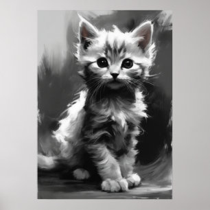 Affiche Image Ai, Croquis Au Charbon. Cute Kitten