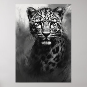 Affiche Image Ai, Croquis Au Charbon. Leopard