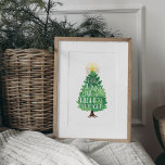 Affiche Image brillante Noël Arbre Citation d'art Imprimer<br><div class="desc">Amusez-vous un joyeux petit Noël avec ce design festif! Doté d'un riche aquarelle verte,  d'une fausse étoile à effet doré,  et "accrocher une étoile brillante sur la toux la plus haute" inscrite à l'intérieur de l'arbre. Coordonner les articles,  y compris les cartes de Noël,  disponibles dans notre boutique!</div>