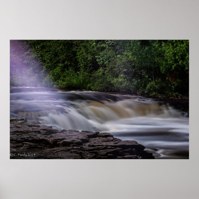 Affiche Image couleur complète des célèbres chutes Ocqueoc (Devant)