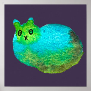 Affiche Image d'art de chat bleu gras mou