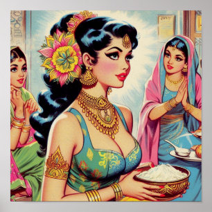 Affiche Image de femme Vintage mignonne